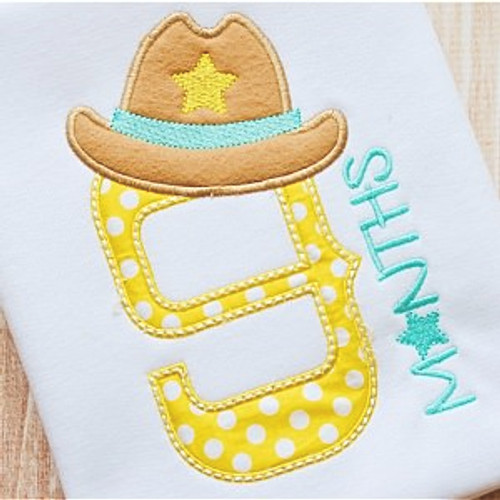 Cowboy Birth Months Embroidery Font Design