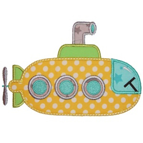 Submarine 2 Applique Machine Embroidery Design