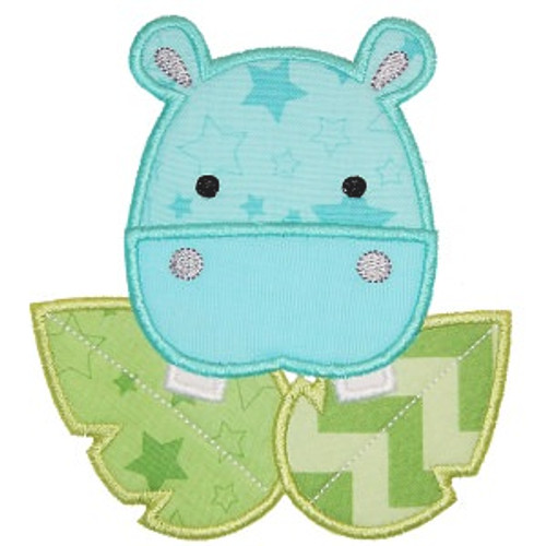 Safari Hippo Applique Machine Embroidery Design