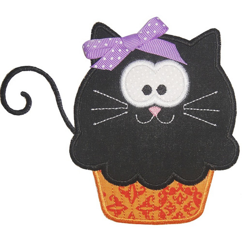 Black Cat Cupcake Machine Embroidery Design