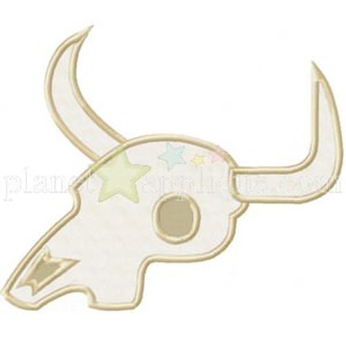 Steer Skull Applique Machine Embroidery Design