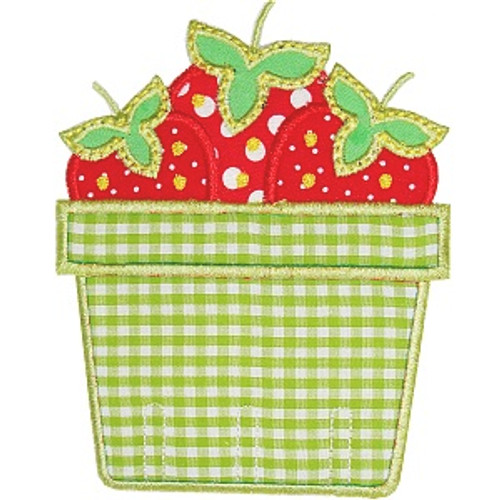 Strawberry Basket Applique Machine Embroidery Design