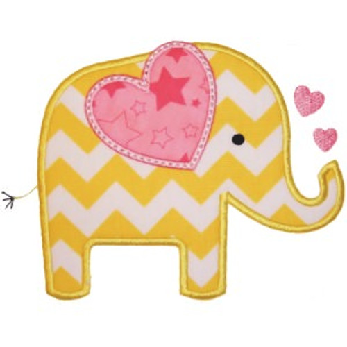 Valentine Elephant Applique Machine Embroidery Design