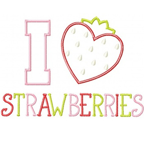 I Heart Strawberries Machine Embroidery Design