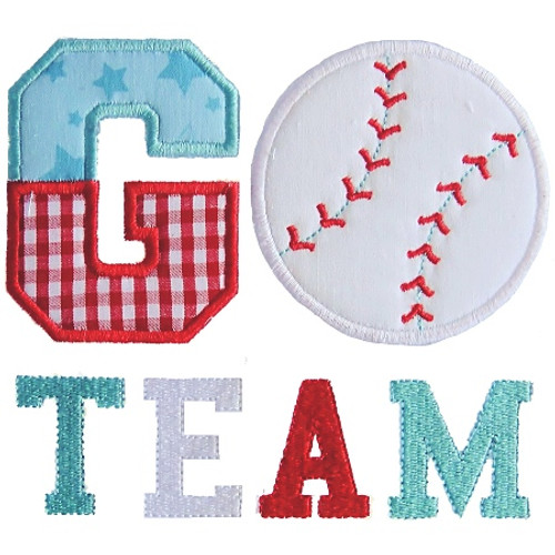 Go Team Baseball Machine Embroidery Design