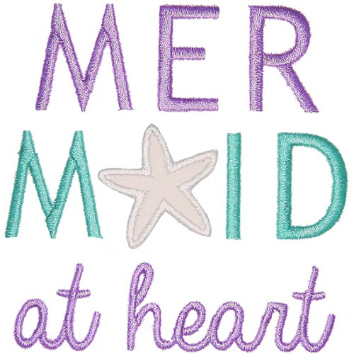 Mermaid Heart Applique Machine Embroidery Design