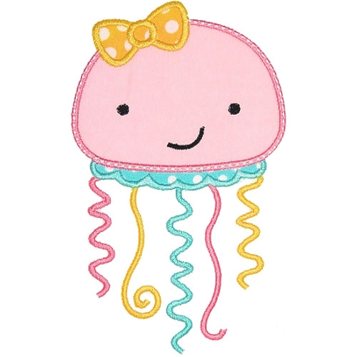 Girly Jellyfish Applique Machine Embroidery Design