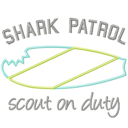 Shark Patrol Applique Machine Embroidery Design