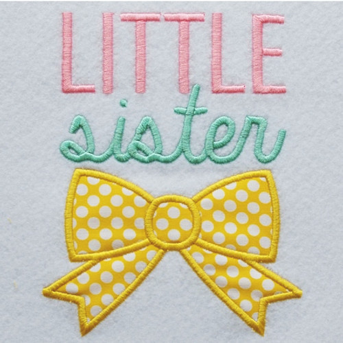 Little Sister Bow Applique Machine Embroidery Design