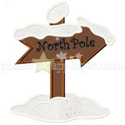 North Pole Sign Machine Embroidery Design
