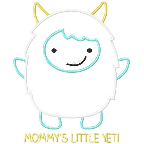 Mommy's Little Yeti Applique Machine Embroidery Design