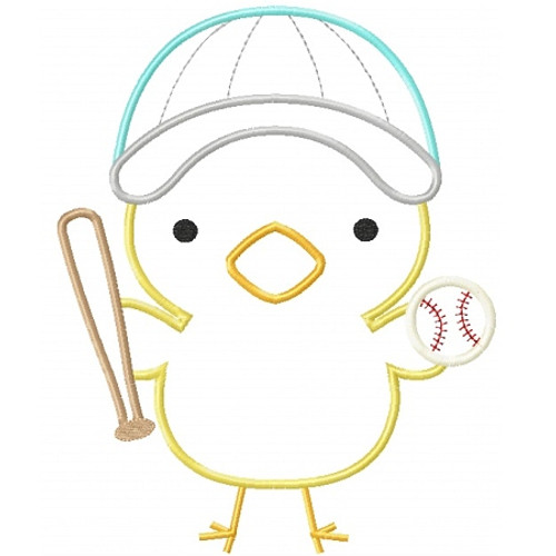Baseball Chick Applique Machine Embroidery Design