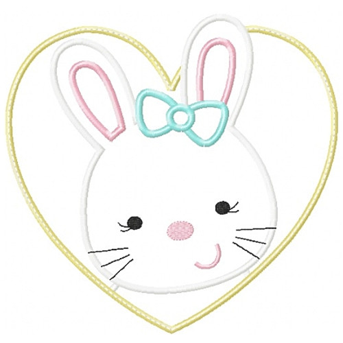 Heart Bunny Patch Applique Machine Embroidery Design