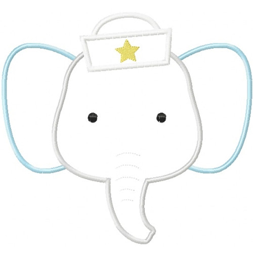 Sailor Elephant Applique Machine Embroidery Design