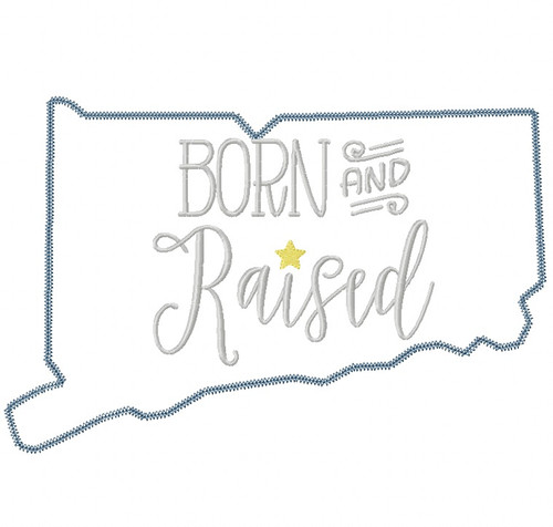 Connecticut Born and Raised Vintage and Blanket Stitch Applique Machine Embroidery Design