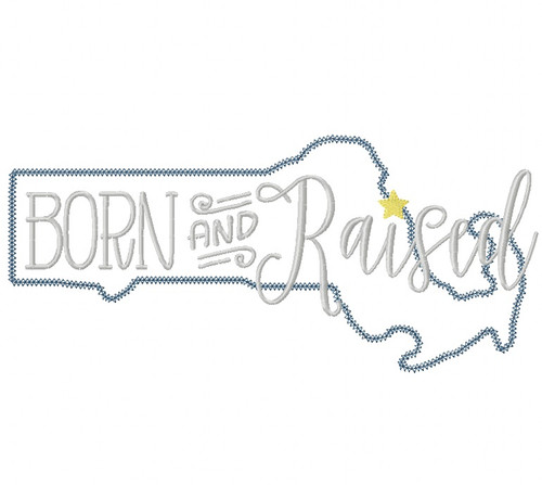 Massachusetts Born and Raised Vintage and Blanket Stitch Applique Machine Embroidery Design