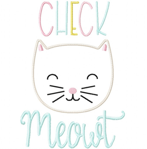 Check Meowt Satin and Zigzag Stitch Applique Machine Embroidery Design