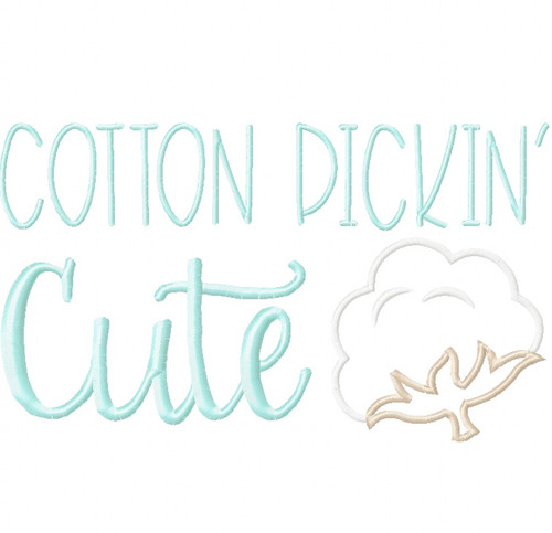 Cotton Pickin Cutie Satin and Zigzag Stitch Applique Machine Embroidery Design