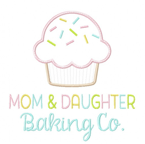 Mom and Daughter Baking Co. Satin and Zigzag Stitch Applique Machine Embroidery Design