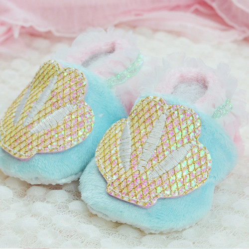 In the Hoop Mermaid Baby Booties Machine Embroidery Design