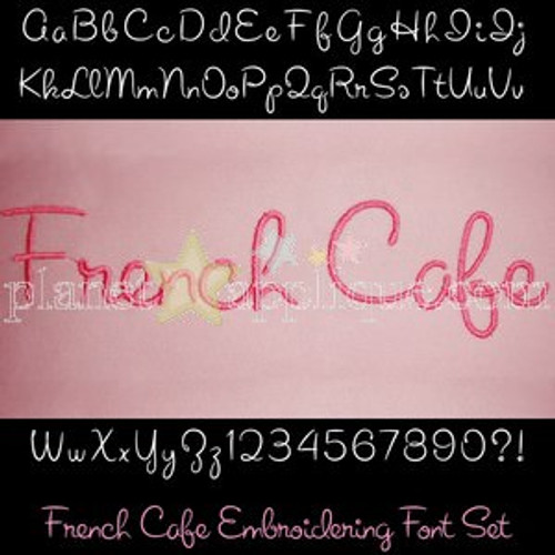 French Cafe Embroidering Font Machine Embroidery Design