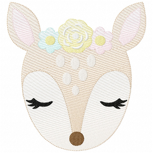 Sweet Fawn Sketch Filled Stitch Machine Embroidery Design