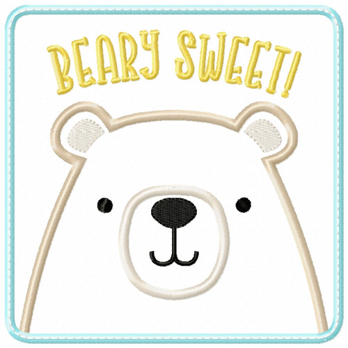 Beary Sweet Patch Satin and ZigZag Stitch Machine Embroidery Design