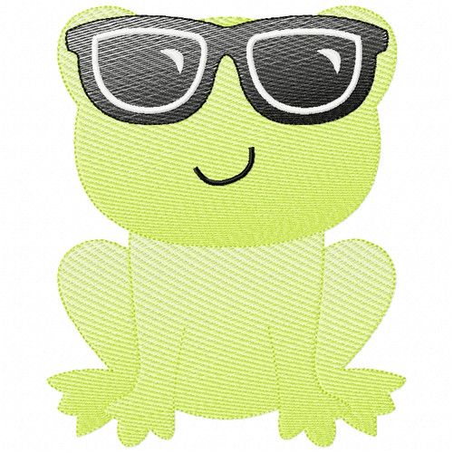 Cool Frog Sketch Filled Stitch Machine Embroidery Design