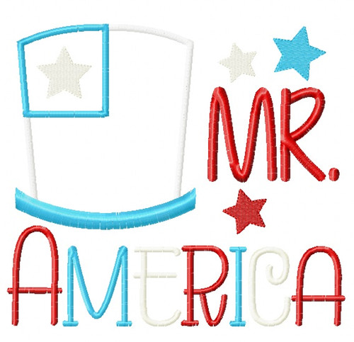 Mr America Satin and Zigzag Applique Machine Embroidery Design