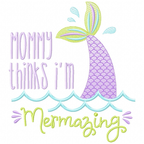 Mommy Mermazing Sketch Applique Machine Embroidery Design