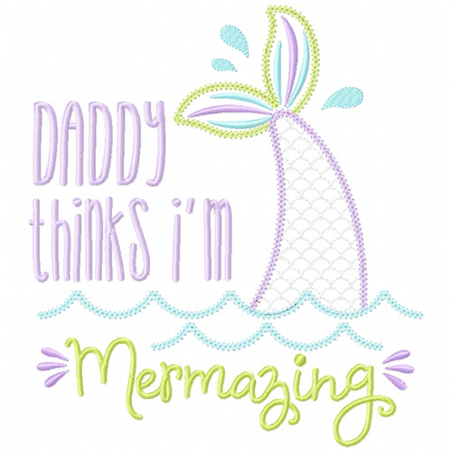 Daddy Mermazing Chain and Vintage Applique   Embroidery Design