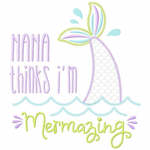 Nana Mermazing Chain and Vintage Applique   Embroidery Design