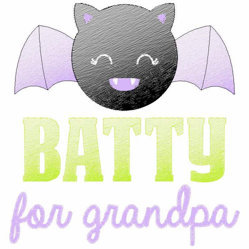 Batty for Grandpa Sketch Applique   Embroidery Design