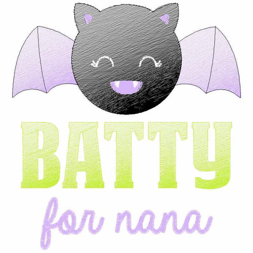 Batty for Nana Sketch Applique   Embroidery Design