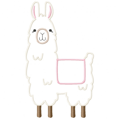 llama 2 Satin and Zig Zag Machine Embroidery Design