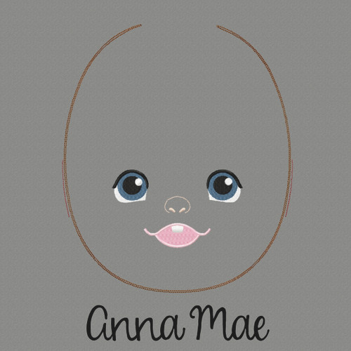 Anna Mae Doll Faces Addon Machine Embroidery Design