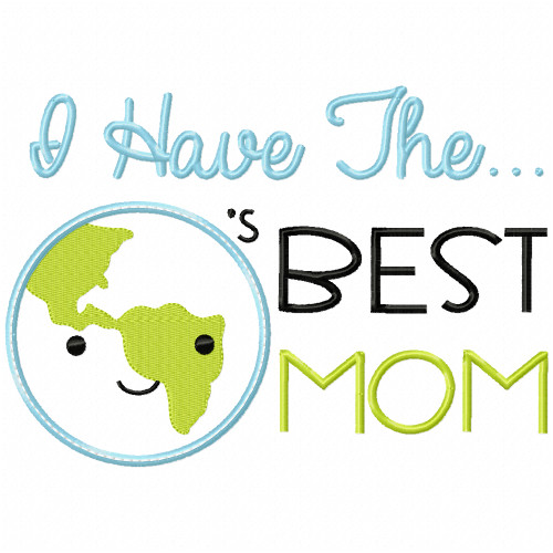 Worlds Best Mom Satin and Zigzag Applique Machine Embroidery Design