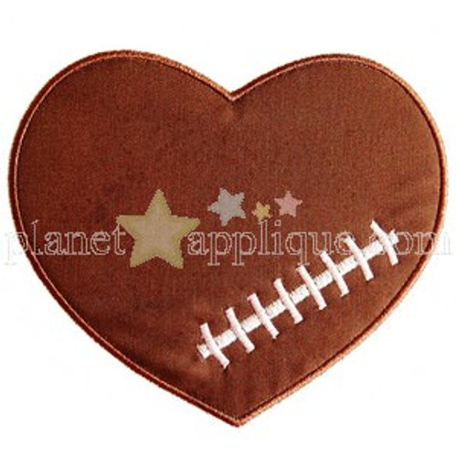 Football Heart Applique Machine Embroidery Design