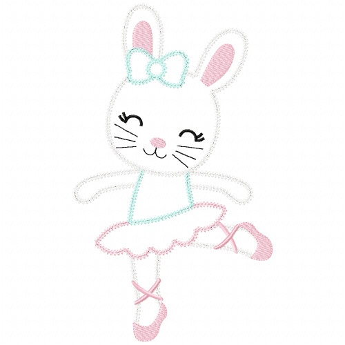 Ballerina Bunny Vintage and Chain Applique Machine Embroidery Design