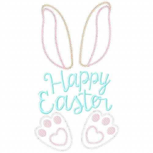 Happy Easter Bunny Vintage and Chain Applique Machine Embroidery Design