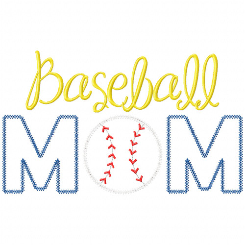 Baseball Mom Vintage and Chain Applique Machine Embroidery Design