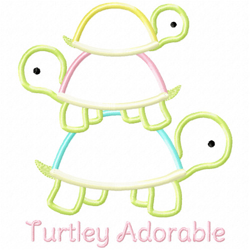 Turtley Adorable Satin and Zigzag Applique Machine Embroidery Design