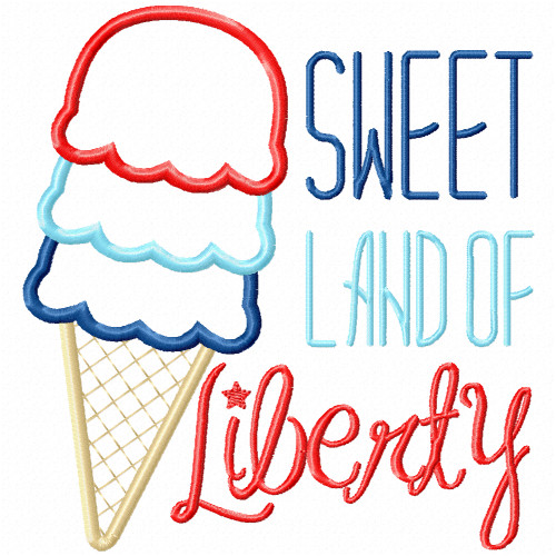 Sweet Land of Liberty Satin and Zigzag Applique Machine Embroidery Design