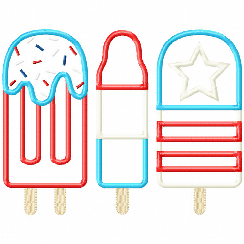 Patriotic Pops Satin and Zigzag Applique Machine Embroidery Design