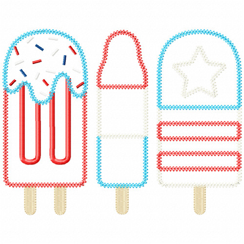 Patriotic Pops Vintage and Chain Applique Machine Embroidery Design