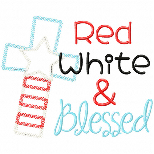 Red White and Blessed Vintage and Chain Applique Machine Embroidery Design