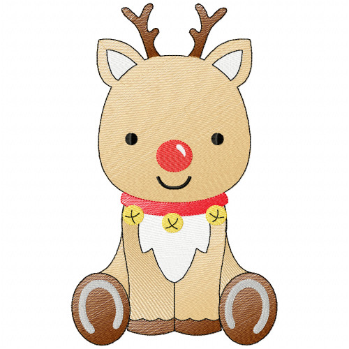 Sitting Reindeer Simple Stitch and Sketch Fill Applique Embroidery Design