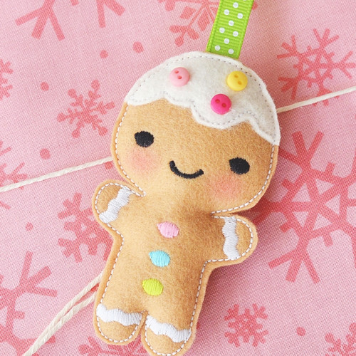 In the Hoop Gingerbread Man Ornament Embroidery Design