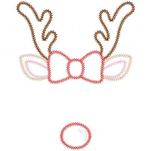 Girly Reindeer Name Vintage and Chain Applique Embroidery Design