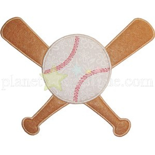 Baseball and Bats Applique Machine Embroidery Design